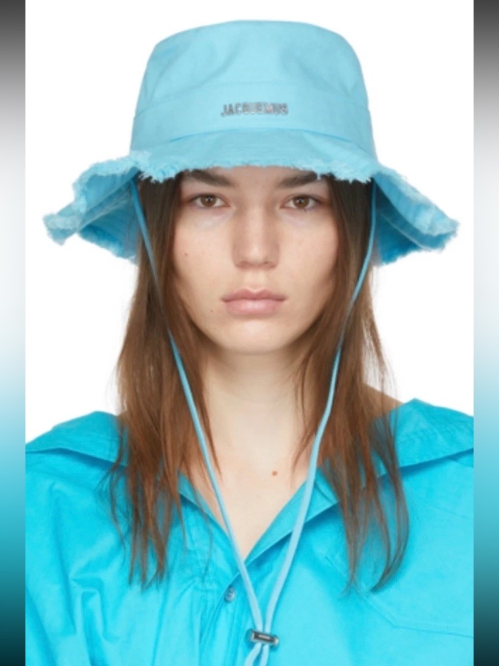 Jacquemus Unisex Artichaut Bucket Hat Turquoise One Size Frayed Expedition